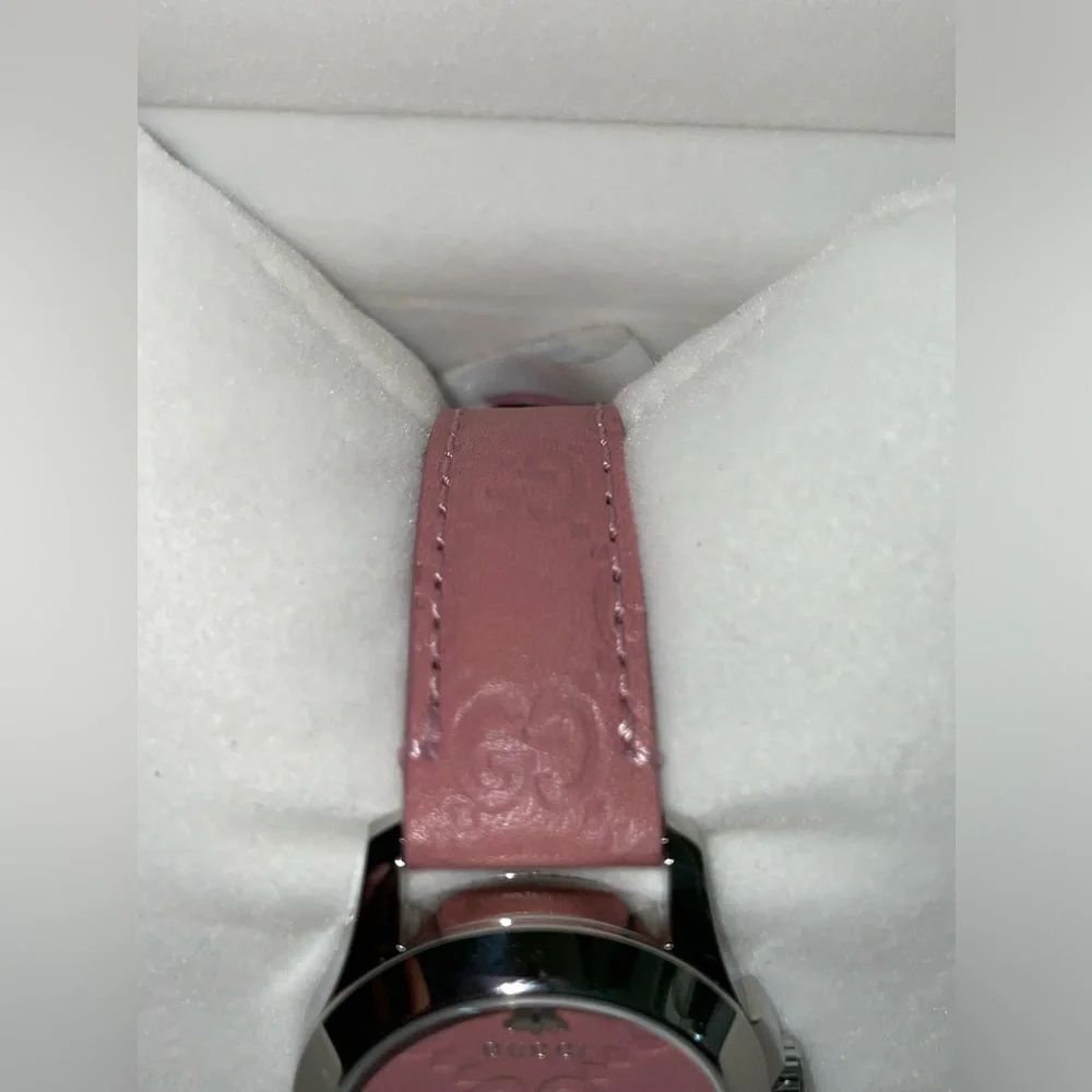 GUCCI G TIMELESS EMBOSSED SIGNATURE PINK MONOGRAM GG WATCH